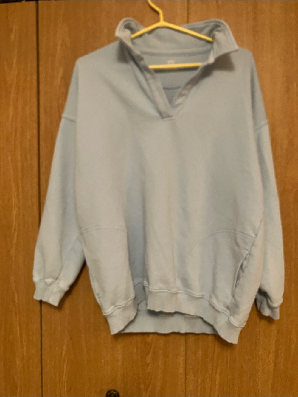 aerie Light Blue Pullover Quarter-Collar Sweatshirt